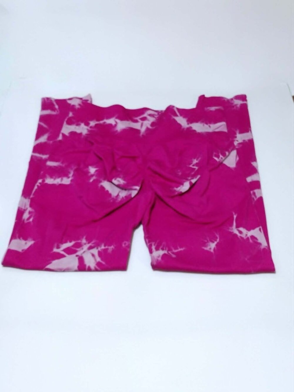 New - XL-3X High Waist 3D Booty Enhance legging -Hot Pink White Tie Dye full leg
